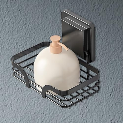Vgvgaj Porte-savon sans perçage - Porte-savon autocollant en acier inoxydable - Porte-savon de douche - 13 x 8 cm - Brosses - Avec crochet - Pour salle de bain - Ventouse