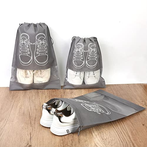 10 Pezzi Borsa Porta Scarpe da Viaggio, Sacca Scarpe, Porta Scarpe da Viaggio,Sacchetti per Scarpe,Sacchetti Portascarpe per Calzature con Finestrella Trasparente (44x32cm)