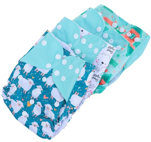 WRITWAA Atmungsaktive Windelhosen 4 Stück Unisex Waschbar Elastisch Verstellbar mit Rückeneinlage Nässeschutz für Babys und Kleinkinder Training