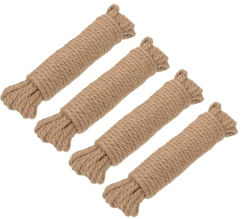 OFFSCH Spago di Iuta Intrecciato Antiscivolo per Manico Filo di Spago Naturale 4 MM 10 M Corda da Giardino per Lavori Artigianali e Impugnature Sicure Set da 4 Pezzi per Uso Esterno