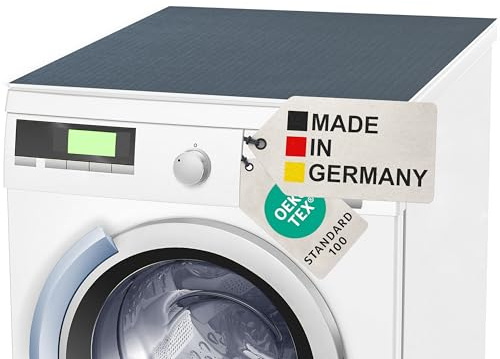 BAUHELD Waschmaschinen-Auflage 60x60 cm - Made in Germany - Rutschfeste Waschmaschinen-Abdeckung aus Polyester - Vinyl-Beschichtung - Gummi-Matte für Kühlschrank, Trockner, Wohnmobil - Dark Grey