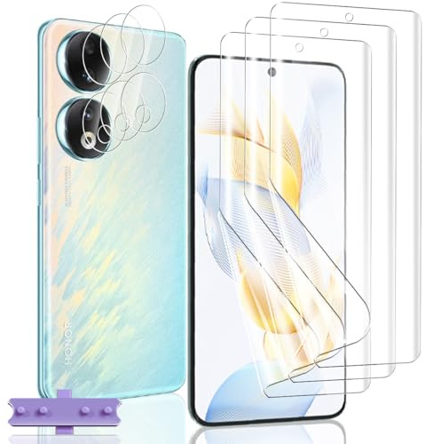 Zhiihorr Pellicola Protettiva per Honor 90 5G, Anti-graffio/HD [3 Pezzi Pellicola TPU Morbida + 3 Pezzi Pellicola Vetro Temperato Fotocamera] - Protezione Schermo per Honor 90 5G