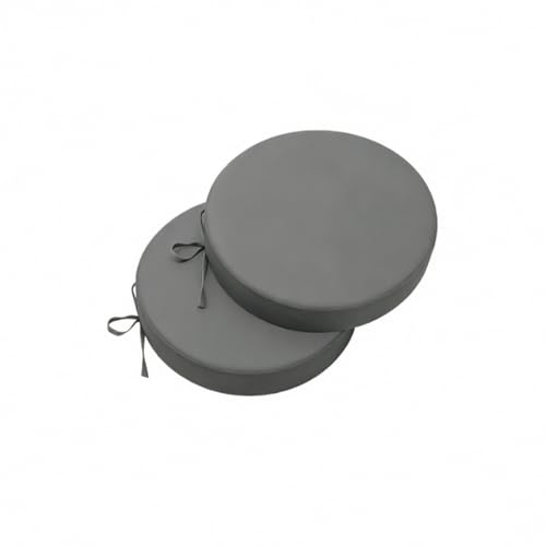 Chingcoo Stuhlkissen Rund für den Außenbereich 2er-Set, wasserdichte Sitzkissen für den Außenbereich, 40CM*40CM farbechte Terrassenstuhlkissen mit Bändern für Meditation Yoga Boden Zuhause Büro Grau