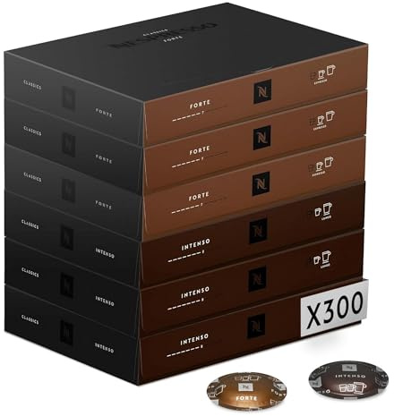 Nespresso Professionnel - Bundle 300 Capsules cafés - Classic FORTE : 3 boîtes x50 Forte / 3 boîtes x50 Leggero - Adapté aux professionnels