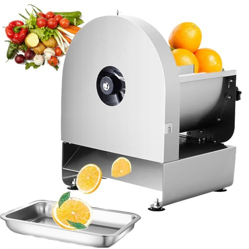 Affettatrice Elettrica, Affettatrice per Verdure a Disco con Vassoio in Acciaio Inox & Regolazione dello Spessore 0,2–8 mm, Affettatrice Professionale per Negozio di Tè al Latte, Ristorante, Negozi A
