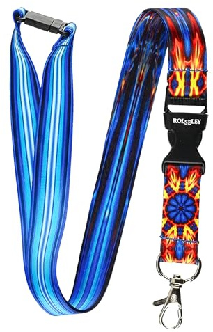 RolSeley Multicolore Cordon - Lanière Tour de Cou pour Porte-Badges avec Clip en métal - avec l' Attache Se Détacher de Sécurité