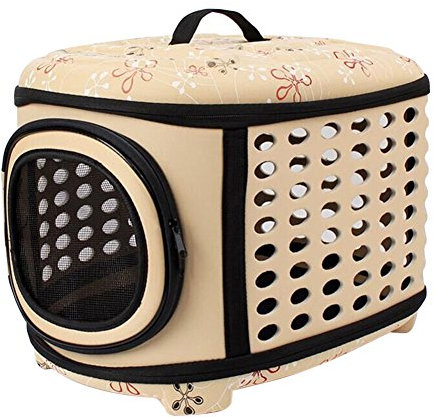 Boodtag Faltbare Tragetasche Hund Katze Umhängetasche für Transportieren Kleintiere Tasche Mesh atmungsaktiv Perfekt für Reisen im Flugzeug im Auto (Beige)