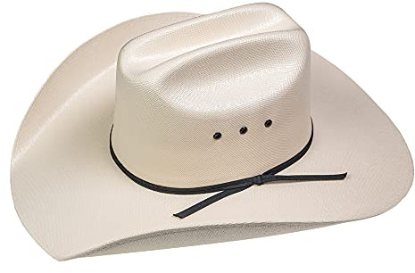 Lone Star Hats – Western Straw Cowboy Hut aus 100% Canvas mit schwarzem Hutband – Fester Westernhut für Herren und Damen mit beidseitigen Lüftungslöchern – Original USA Strohhut (Größe 57 | Creme)