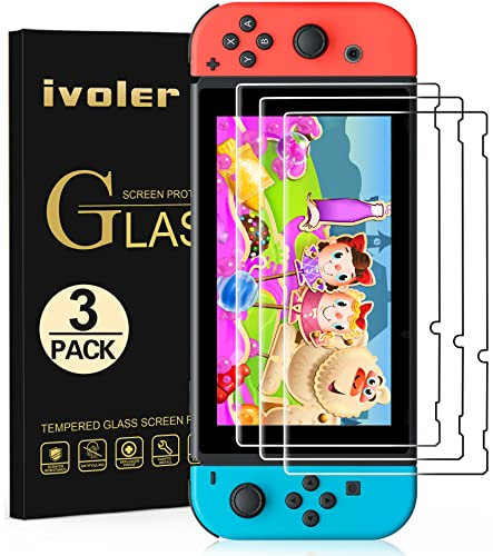 ivoler [3 Pack Compatible with Nintendo Switch Screen Protector, [Tempered Glass] Film for Nintendo Switch - [9H Hardness] [Anti-Scratch] [Crystal Clear]