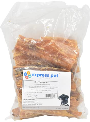 Express Pet Supplies Beef Paddywack Neckskin Tendon Dog Treat Chews 1kg | Hypoallergenic, High Protein, Low Fat, Grain and Gluten Free