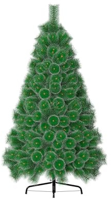 Aufun 150cm Árbol Artificial - Deco Agujas de Pino Verde con Efecto Nieve y Soporte de Metal, Decoración navideña