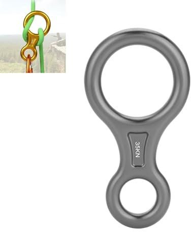 Dioche 8 Ring Abseilgerät, 35KN Abbildung 8 Wortseil Abseilgerät Abseilring Kletterrettungsgerät Abseilachter(Grau)