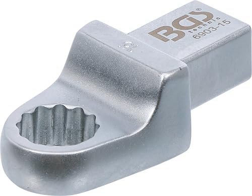 BGS 6903-15 | Einsteck-Ringschlüssel | 15 mm | Aufnahme 14 x 18 mm | Abtriebsprofil Zwölfkant | Chrom-Vanadium-Stahl | Verchromt, matt | Rechteckschaft | mit Stiftsicherung