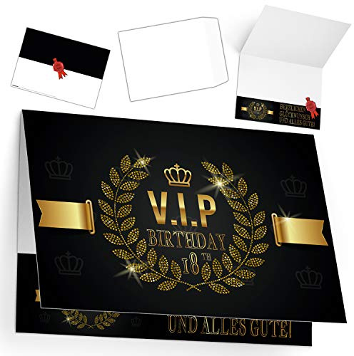 A4 XXL 18 Geburtstag Karte VIP 18th BIRTHDAY mit Umschlag - edle Geburtstagskarte Glückwunschkarte zum 18. Geburtstag für Mann Frau von BREITENWERK