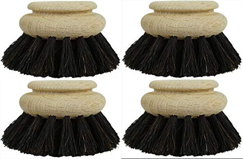 Novaliv 4X Ersatzbürste I Rosshaar I groß I Wechselkopf Abwaschbürste Küchenbürste Mixtopf Bürste Scheuerbürste Reinigungsbürste Holzbürste Küche Dish Brush Plastikfrei Produkte Küche