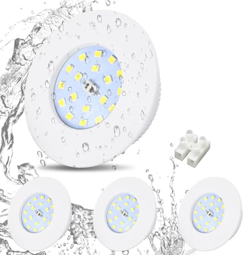 HiBay LED Einbaustrahler 230V Ultra Flach Bad Deckenleuchte mini Spot 60mm-65mm LED Einbauleuchten IP44 Warmweiß außen Strahler Badezimmer Lampe Set 4 | Bad Deckenleuchte Spot 500LM Einbauleuchten 30mm für Badezimmer Flur Küche Wohnzimmer Außen Strahler Lampe Nicht Dimmbar