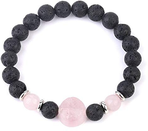 Steinarmband,Vintage Gothic Unisex 7 Chakra Natürliche Perlen Verstellbarer Armreif Rosa Rosenquarz Baum Des Lebens Mit Schwarzem Lavastein Perlen Armbänder Für Frauen Geburtstagsfeier Männer Freu
