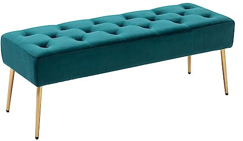 Duhome Panchina bottoni, panca imbottita imbottita compresa lo sgabello da sedile della banca da letto per la pellicola per ingresso, Verde Bluastro