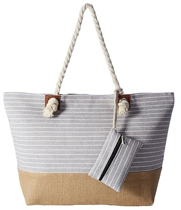 DonDon Strandtasche mit Reißverschluss, Große Strandtasche XXL, Shopper Tasche Damen - Praktische Beach bag Umhängetasche Damen Badetasche für Strand und Meer