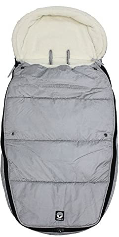 Dooky Fußsack, für Kinderwagen, Autositz oder Buggy (universalpassend, wasser- & windabweisend, Doppelreißverschluss, 3- und 5-Punkt-Gurte, Größe: 6-36 Monate (98x50x8cm)), Silver Sky