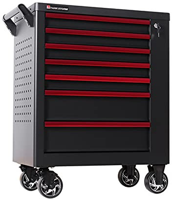 18-Inch Wide 7 Drawer Rolling Tool Chest Cabinet with Wheels and Storage Chest, Heavy Duty Steel Sliding Garage Workshop Tool Cart Organizer, Black (Color : 7 drawers)
