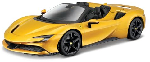 Bburago Ferrari Race & Play SF90 Spider Super Car - 1:18 Scale - Incredibly Detailed Die-Cast Replica Collectible Model Vehicle, Gold