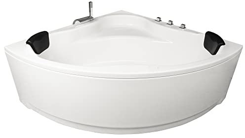 Basera® Eck-Badewanne Malai 150 x 150 cm mit Wasserfall, LED-Ambiente und Kopfstützen