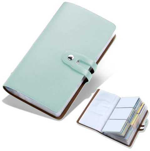 Leather Business Card Organizer Book and Credit Card Holder, Large Capacity Business Card Holder with 96 Card Slots,Credit Card Organizer for Organizing Cards to Avoid Loss and Damage(Light green)