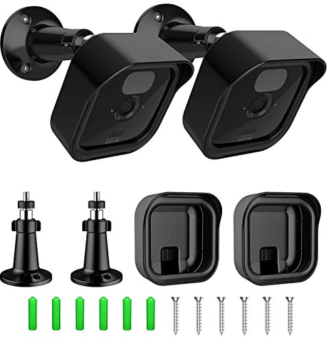 Blink Outdoor Camera Mount, 360°Adjustable Weatherproof Wall Mount Protective Cover Case Housing for Blink Outdoor 3rd Generation Security Cameras, Blink Accessories for Home Security- Black（2 Pack）