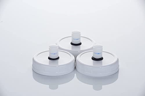 3 Sterilock® Fermentation Standard Size Lids with Airlocks. Releasing CO2 Whilst preventing Bacteria from Getting in.