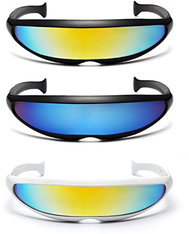 PFLYPF 3 Paar futuristische Weltraumbrillen, Alienbrillen, lustige Brillen, coole Sonnenbrillen, Partybrillen, Party-Cosplay-Kostüm-Requisiten-Set.