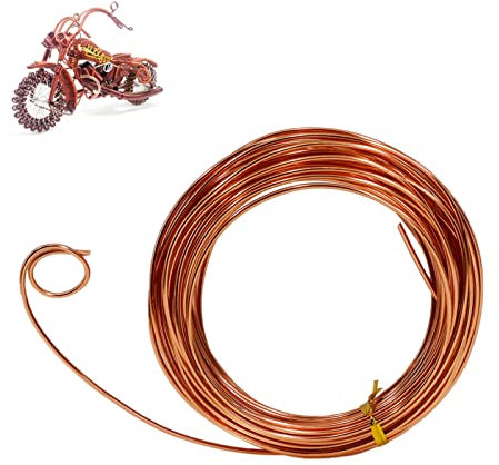 MEETGIFT 15m 2mm basteldraht Kupfer blumendraht schmuckdraht bindedraht gartendraht Schmuckherstellung Aluminiumdraht Für Schmuckhandwerk, Modellieren, Armaturen Und Skulpturen (Kupfer)