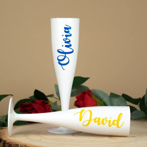 PARTYRAMA.CO.UK Personalised Champagne/Prosecco Plastic Flutes… (White)