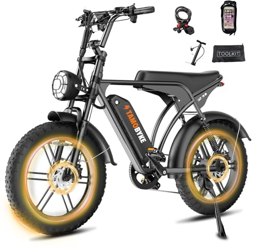 Tamobyke V29 Electric Bike for Adults, 1500 Motor (Peak), 28 MPH Electric Dirt ebike, 20'' Fat Tire E-Bike with 48V 15.6AH Battery, Full Suspension Mechanical Disc Brakes, E Bike for Snow, Sand, Road