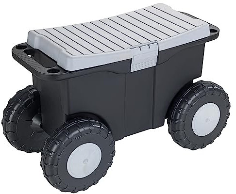 Maximex XXL-Gartenwagen mit Staufach, Fahrbarer Rollsitz für Gartenarbeit & Zuhause, Rücken- & Knieschonender Gartenhocker mit Rollen & Sitz, Robuster Garten Sitz Rollen bis 110 kg belastbar, 15 l