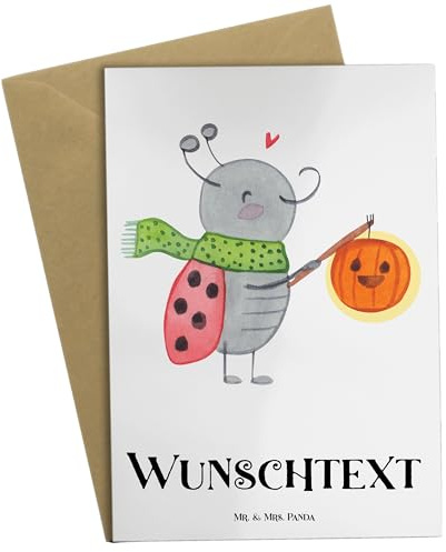 Mr. & Mrs. Panda Personalisierte Karte Smörle Laterne - Geschenke, Marienkäfer, Schenken, grußkarte personalisiert, personalisierbar, Herbst, individuelle, Grußkarten