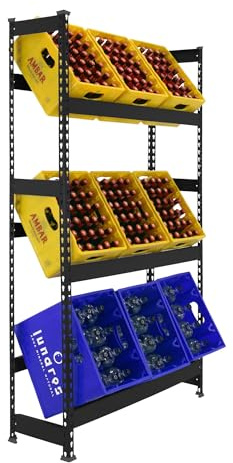 Simon Rack Etagère pour Caisses de Boissons, Etagère pour 9 Cassette, 3 Niveaux, Charge par Niveau 100 kg, 1800x1000x300 mm, Etagère pour Caisses de Boissons en Métal, Anthracite - Simonbottle