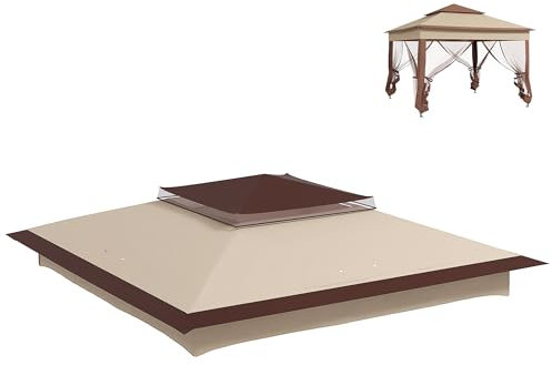 Outsunny Gazebo for 3.25m x 3.25m Frame, 2 Tier Gazebo Cover, UV Protection, Beige