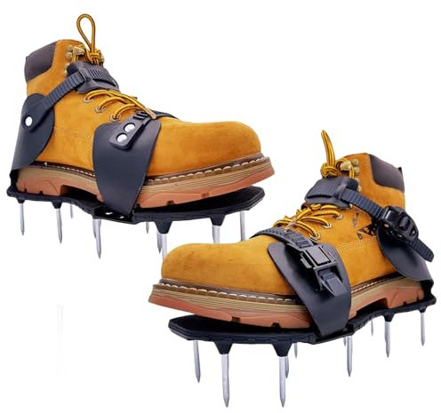 TINGSING Rasenbelüfter-Schuhe, Belüfter-Spike-Schuhe für Gras, manuelle Rasenbelüfter-Sandalen mit Verriegelung, Gürtelschnalle, robuste Hofbelüfter-Schuhe für Belüftung, Terrasse, Garten