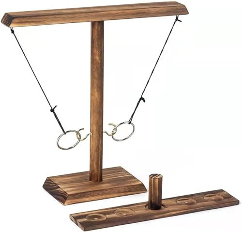 GERUI Ring Toss Game, gioco di lancio ad anelli in legno, fatto a mano, anello di alta qualità, per bambini e adulti