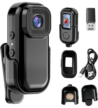 Andoer Mini Action Camera, 1080P 30fps WiFi Digital Body Video Camera | with 0.96in LCD Screen, Built-in Rechrageable Battery, Motion Detection, with Magnetic Mount Back Clip Protective Cover