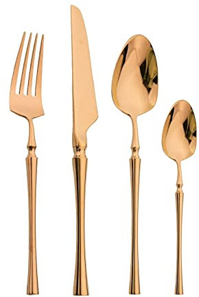 LIKECRAFT 16Pcs 18/10 Edelstahl Geschirr Set Messer Gabel Teelöffel Geschirr Abendessen Besteck Set Rose Gold Westlichen Besteck Küche