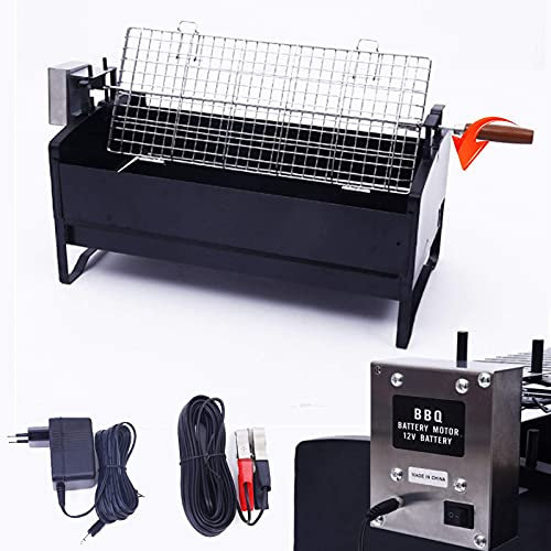 Máquina De Parrilla De Barbacoa De Carbón Kebab De Barbacoa Giratoria Automática De 12 V, Kit De Asador De Parrilla Automática Para Interiores Y Exteriores De Acero Inoxidable, Para Jardín, Parque, P