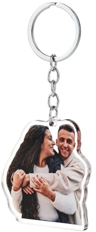 CQSXM Porte-clés Personnalisé avec Photo - Design basé sur les Personnes/Animaux sur la Photo, Cadeau pour Ami/Partenaire/Papa/Maman