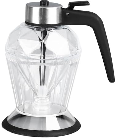 Haofy Pot à miel 500 ml avec bec verseur anti-goutte | Bouchon diamant élégant, débit maîtrisé coulure, pour napper crêpes ou yaourts, verre transparent, socle inclus, usage