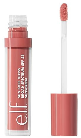 e.l.f. Sun Boss Gloss SPF 25, Pigmented Lip Gloss For A High-Shine Finish, Moisturising and Conditioning Formula, Vegan and Cruelty-Free, Pink-Me Girl