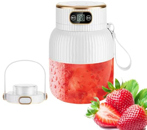 Exprimidor portátil de 600 ml con función recargable por USB, mezclador multifuncional de de frutas, pantalla digital para un uso fácil, ideal para el hogar al aire libre, licuadora de