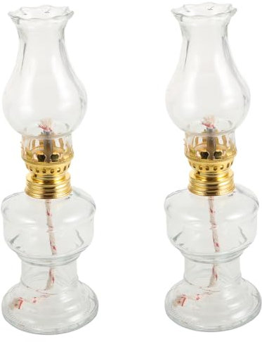 ABOOFAN Vintage Kerosinöl Lampe Aus Glas Retro Petroleumlampe Für Camping Und Notbeleuchtung Mit Verstellbarem Docht 2 Stück