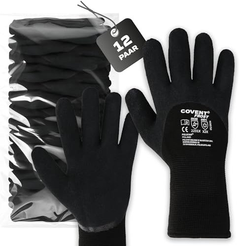 Covent Frost Winter Arbeitshandschuhe Herren Gr 10 (12-er Set) - Warme Montagehandschuhe Kategorie II - EN388 Bauhandschuhe für Bauherren, Mechaniker und Monteure
