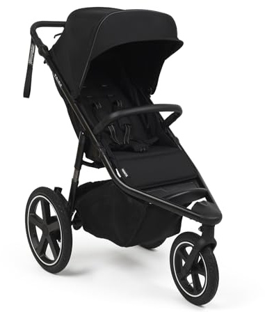 Tribe Jogger Buggy, from Birth to 22kg, Extending Canopy, All Terrain Wheels with tyre Pump and car seat adaptors, Black